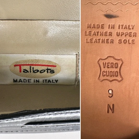 Vintage 80s/90s Talbots Made in Italy Loafers Black Leather Red Suede Tassel 6M - Picture 8 of 11